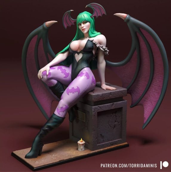 Estatua impresa en resina de Morrigan/figurilla impresa en 3D deClair/ Figura de Morrigan diseñada por Torridaminis /ESCALA 1/6