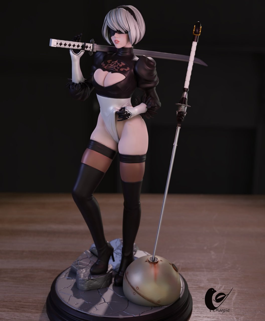 Pintura para figura de 2B/fanart impresa en 3D 8k/ ESCALA 1/6