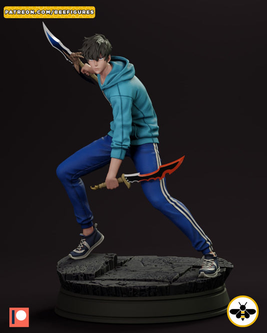 Figura de sung jin-woo elaborada en resina 8K. Figura coleecionable de sung jin-woo